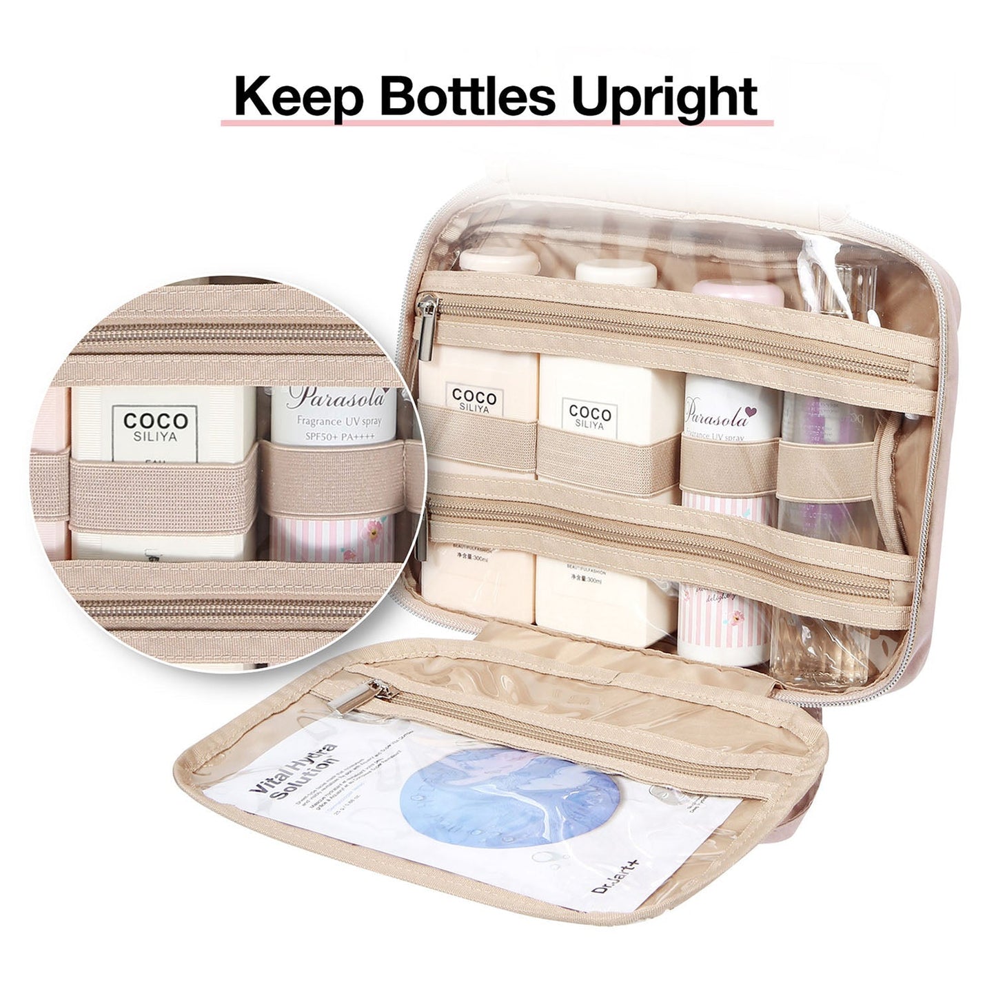 Waterdichte Toilettas met Doorzichtige Reisset – Luxe Opberg- & Make-up Tas voor Reizen