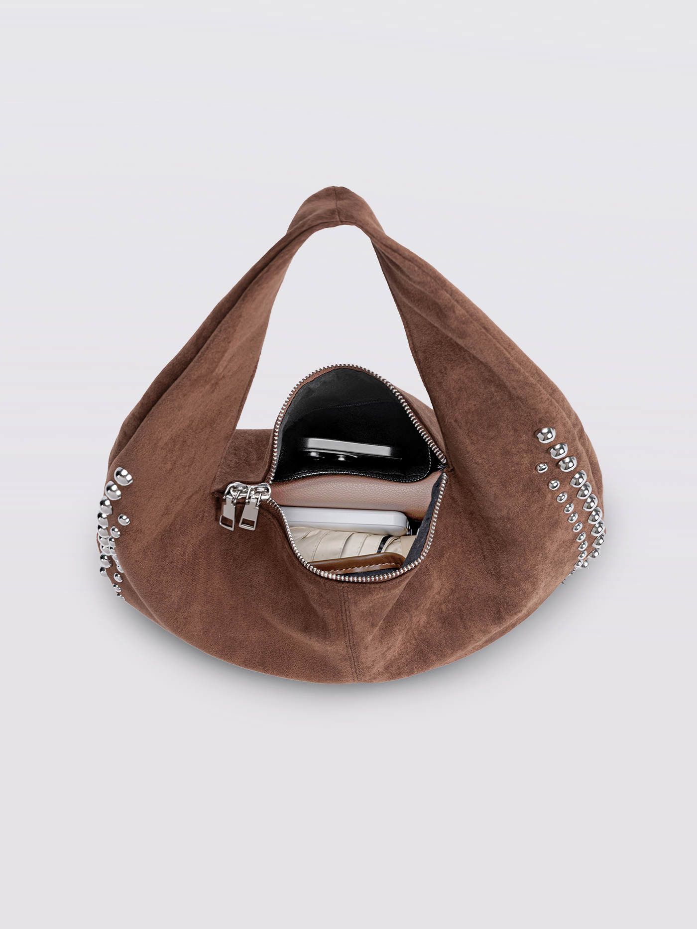 Liorra Vegan Leren Schoudertas Zwart met Studs – Stoer & Stijlvol