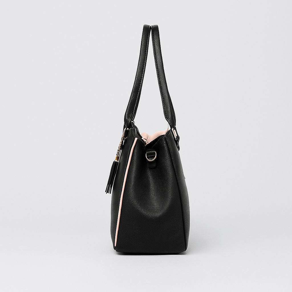 Trendy Zwarte Dames Handtas –  Verstelbare Schouderriem