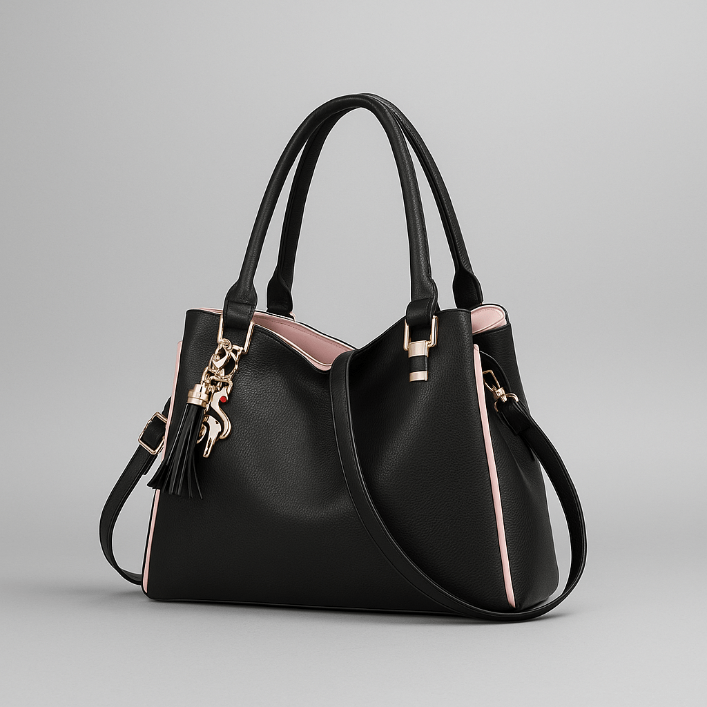 Trendy Zwarte Dames Handtas –  Verstelbare Schouderriem