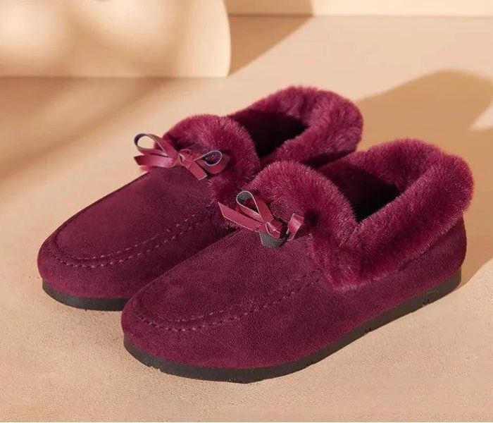 Dames Moccasin Pantoffels – Warme Bont Slippers met Strik en Antislip Zool in Meerdere Kleuren