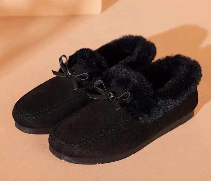 Dames Moccasin Pantoffels – Warme Bont Slippers met Strik en Antislip Zool in Meerdere Kleuren