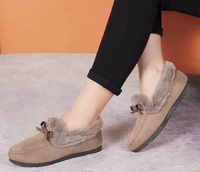 Dames Moccasin Pantoffels – Warme Bont Slippers met Strik en Antislip Zool in Meerdere Kleuren