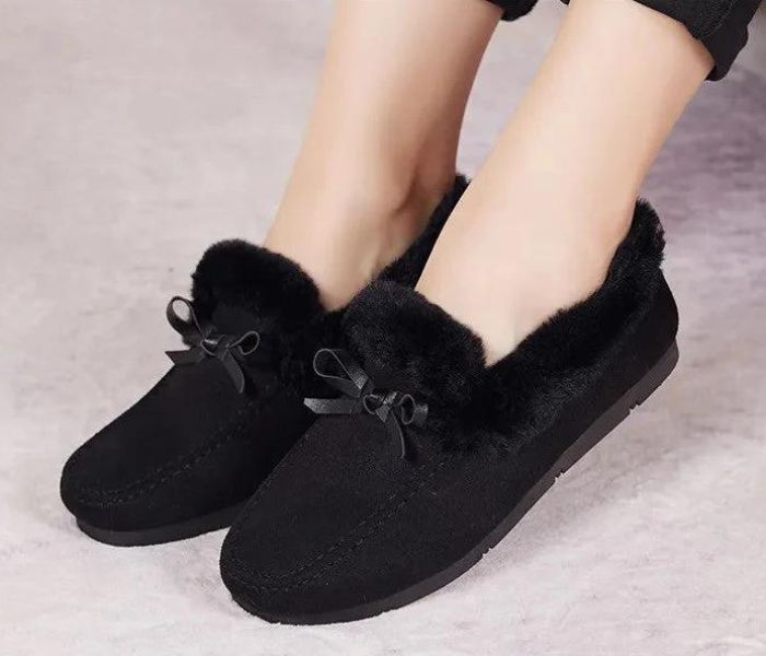 Dames Moccasin Pantoffels – Warme Bont Slippers met Strik en Antislip Zool in Meerdere Kleuren