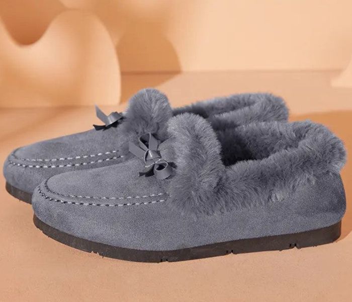 Dames Moccasin Pantoffels – Warme Bont Slippers met Strik en Antislip Zool in Meerdere Kleuren