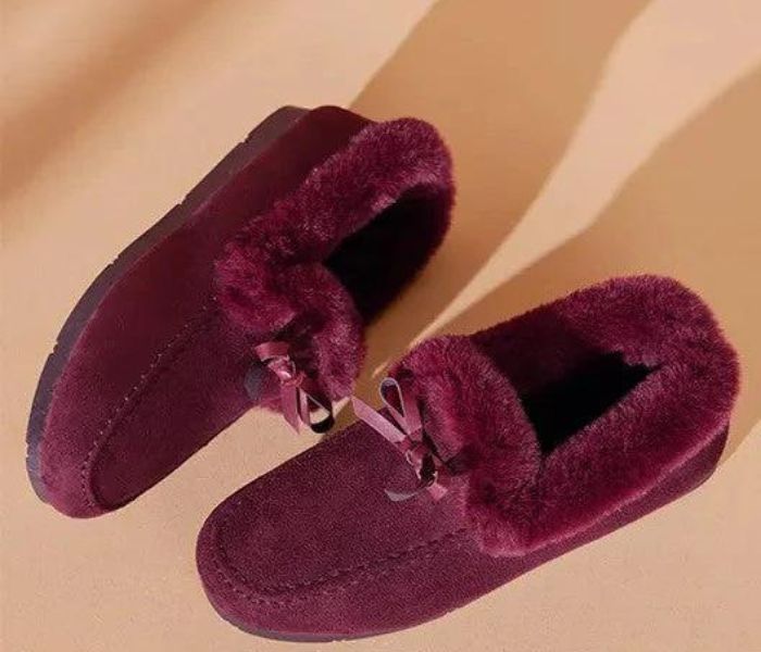 Dames Moccasin Pantoffels – Warme Bont Slippers met Strik en Antislip Zool in Meerdere Kleuren