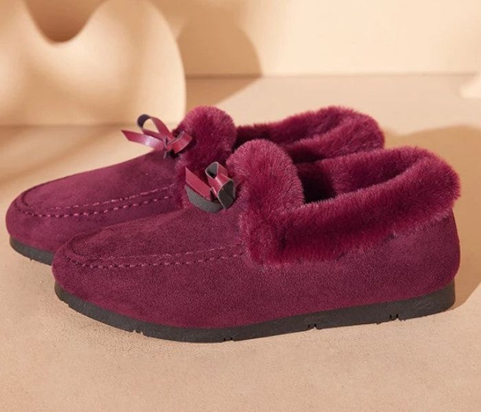 Dames Moccasin Pantoffels – Warme Bont Slippers met Strik en Antislip Zool in Meerdere Kleuren