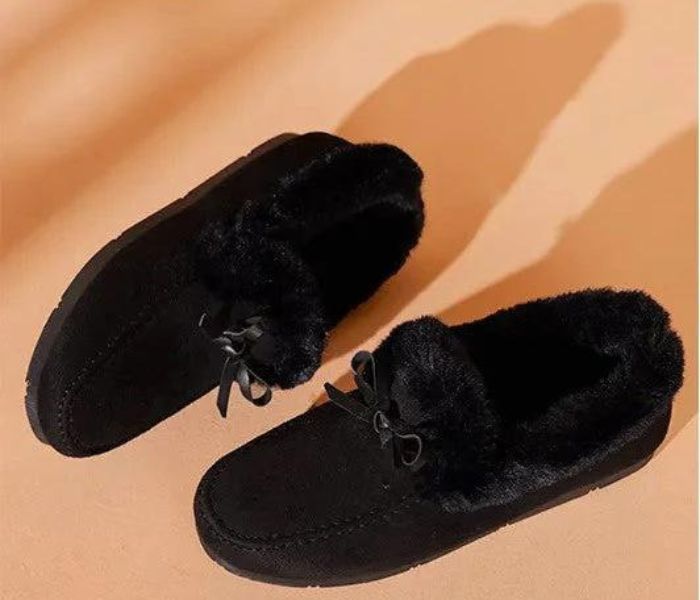 Dames Moccasin Pantoffels – Warme Bont Slippers met Strik en Antislip Zool in Meerdere Kleuren