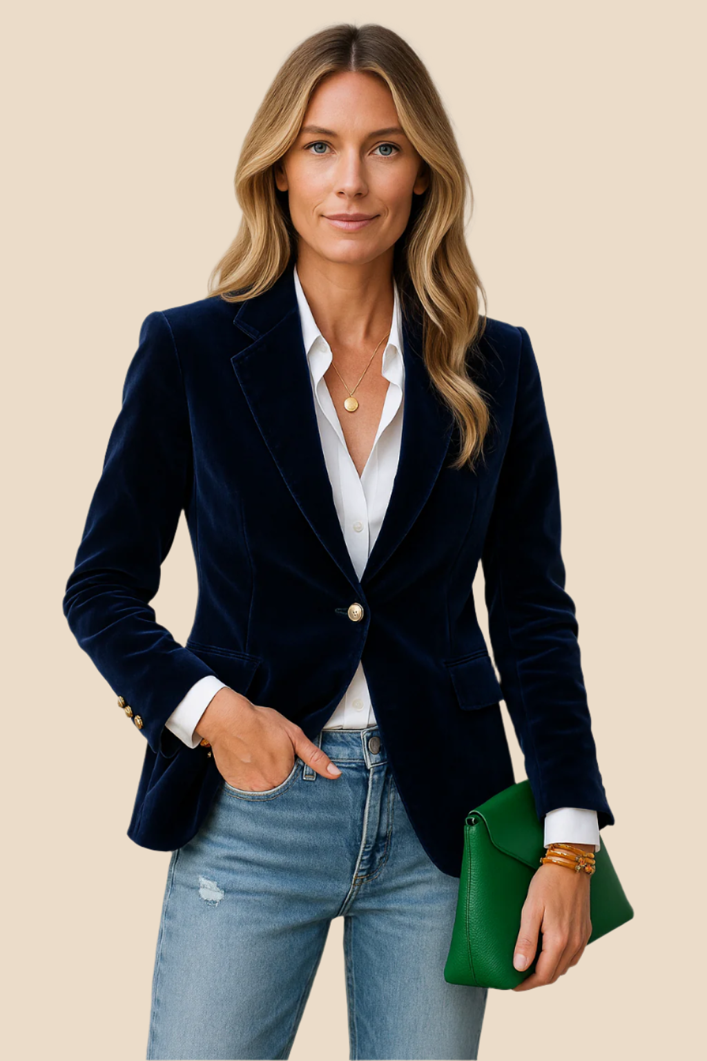 Delilah Velvet Blazer Dames | Luxe Fluwelen Blazer met Gouden Knopen | Elegant & Tijdloos