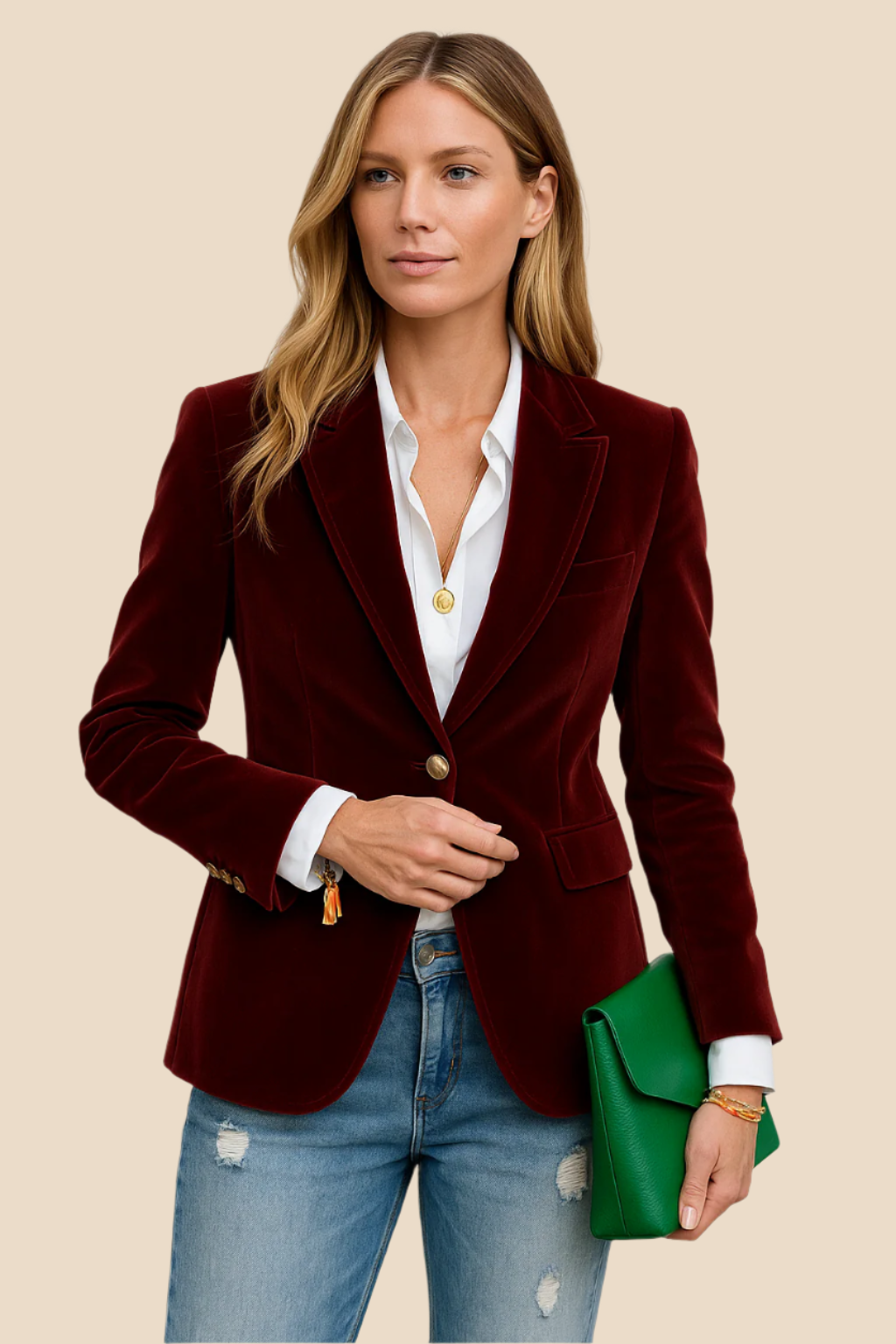 Delilah Velvet Blazer Dames | Luxe Fluwelen Blazer met Gouden Knopen | Elegant & Tijdloos
