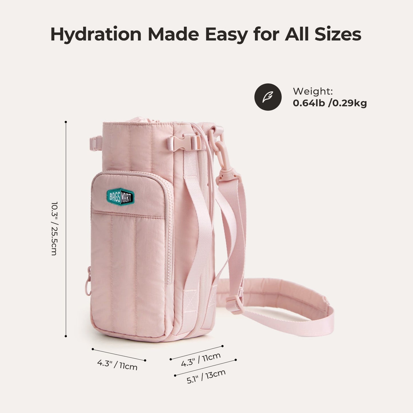 Roze Waterfles Draagtas – Verstelbare Crossbody voor Sport, Reizen & Outdoor