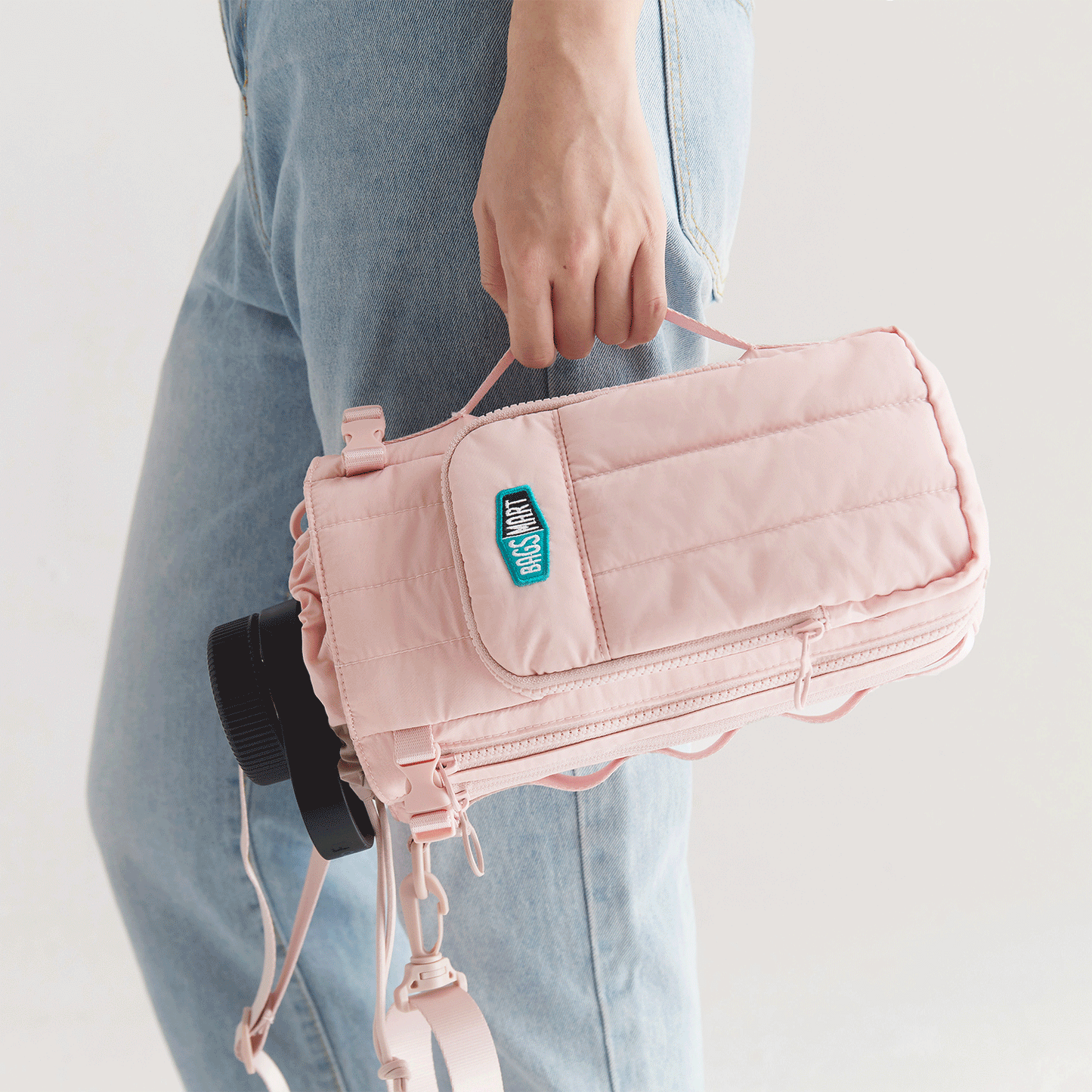 Roze Waterfles Draagtas – Verstelbare Crossbody voor Sport, Reizen & Outdoor