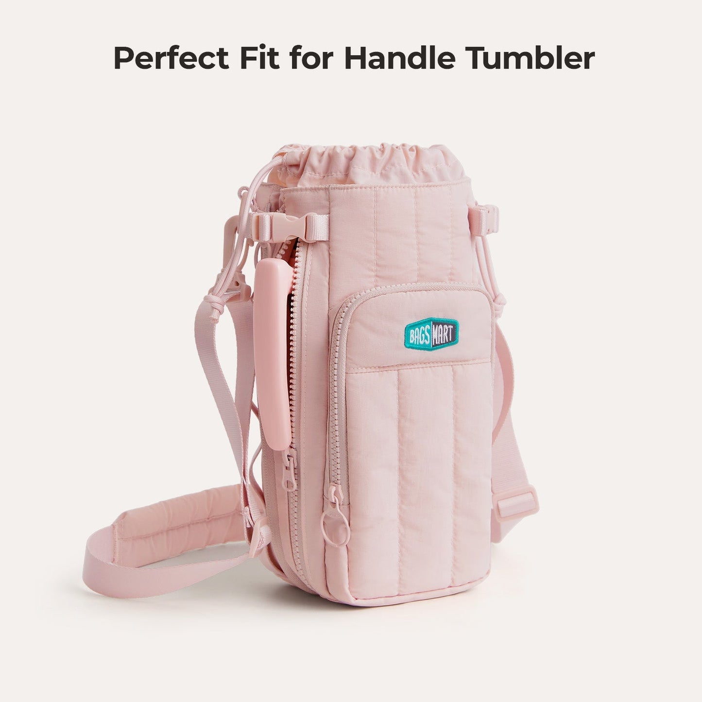 Roze Waterfles Draagtas – Verstelbare Crossbody voor Sport, Reizen & Outdoor
