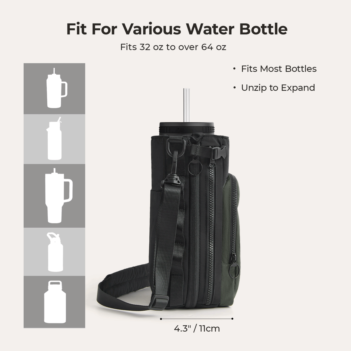 Roze Waterfles Draagtas – Verstelbare Crossbody voor Sport, Reizen & Outdoor