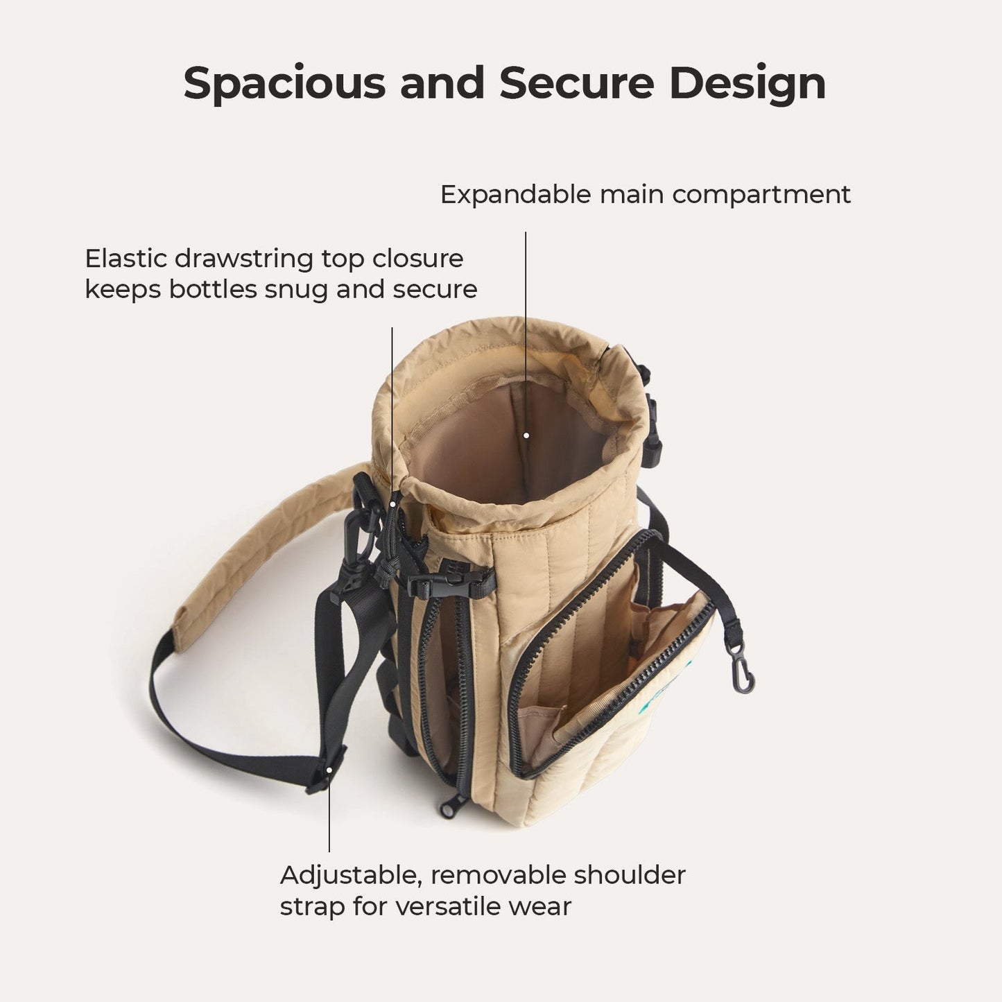 Roze Waterfles Draagtas – Verstelbare Crossbody voor Sport, Reizen & Outdoor