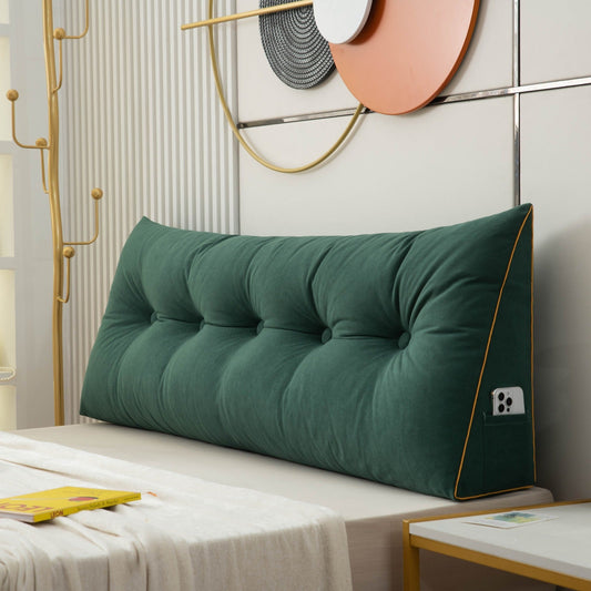 Bed Hoofdbord Kussen – Groot Rugsteun Kussen met Zijvakken voor Lezen en Relaxen