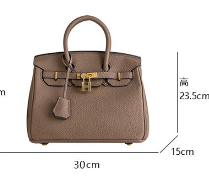 Handtas Dames – Luxe Leren Schoudertas met Slot en Stevige Structuur