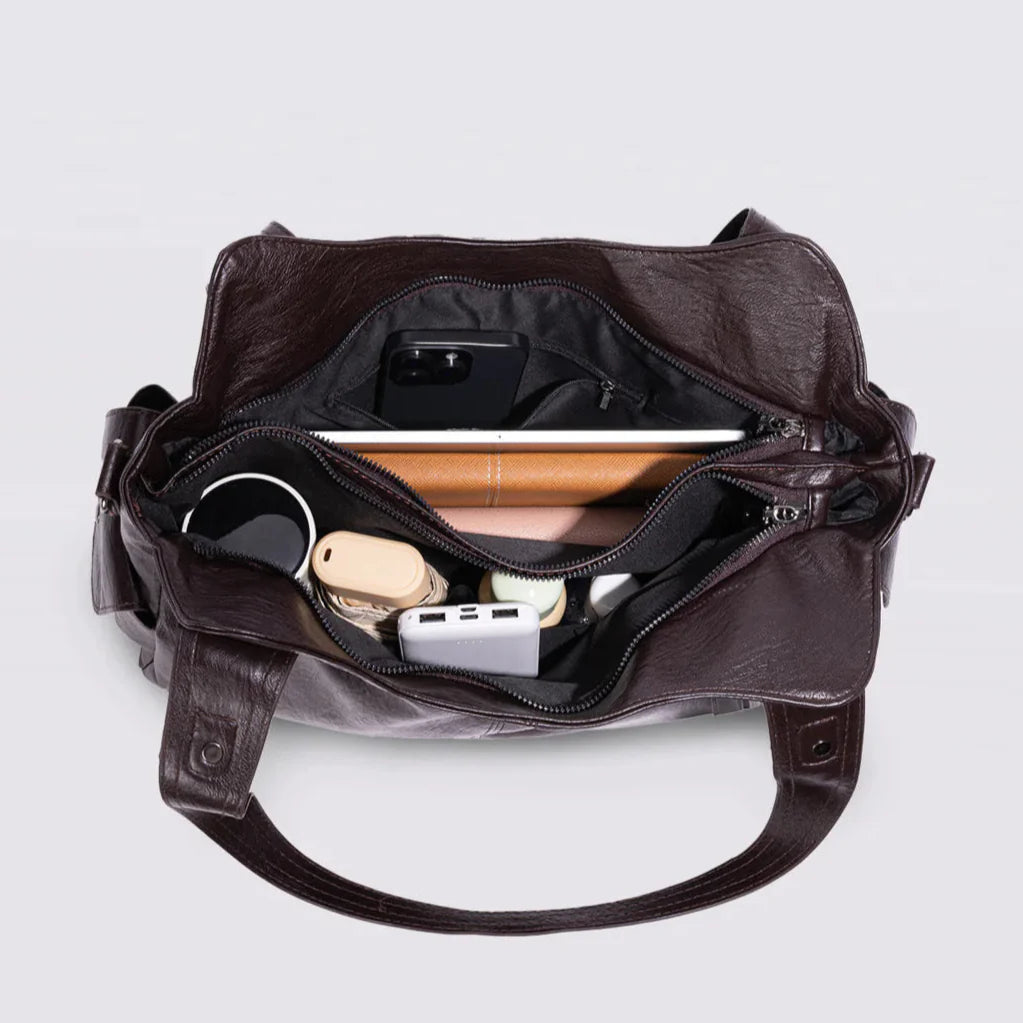 Dames Leren Schoudertas β Ruime Hobo Bag met Luxe Afwerking