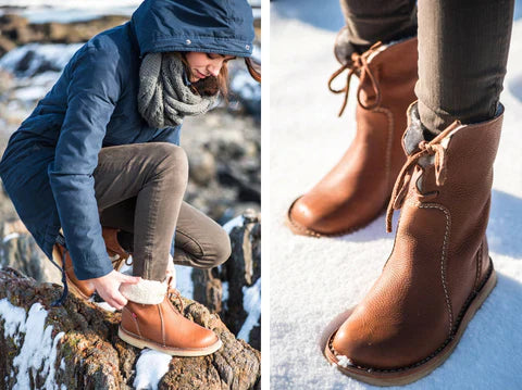 Dames Leren Winterlaarzen met Bontvoering – Warme Halfhoge Boots