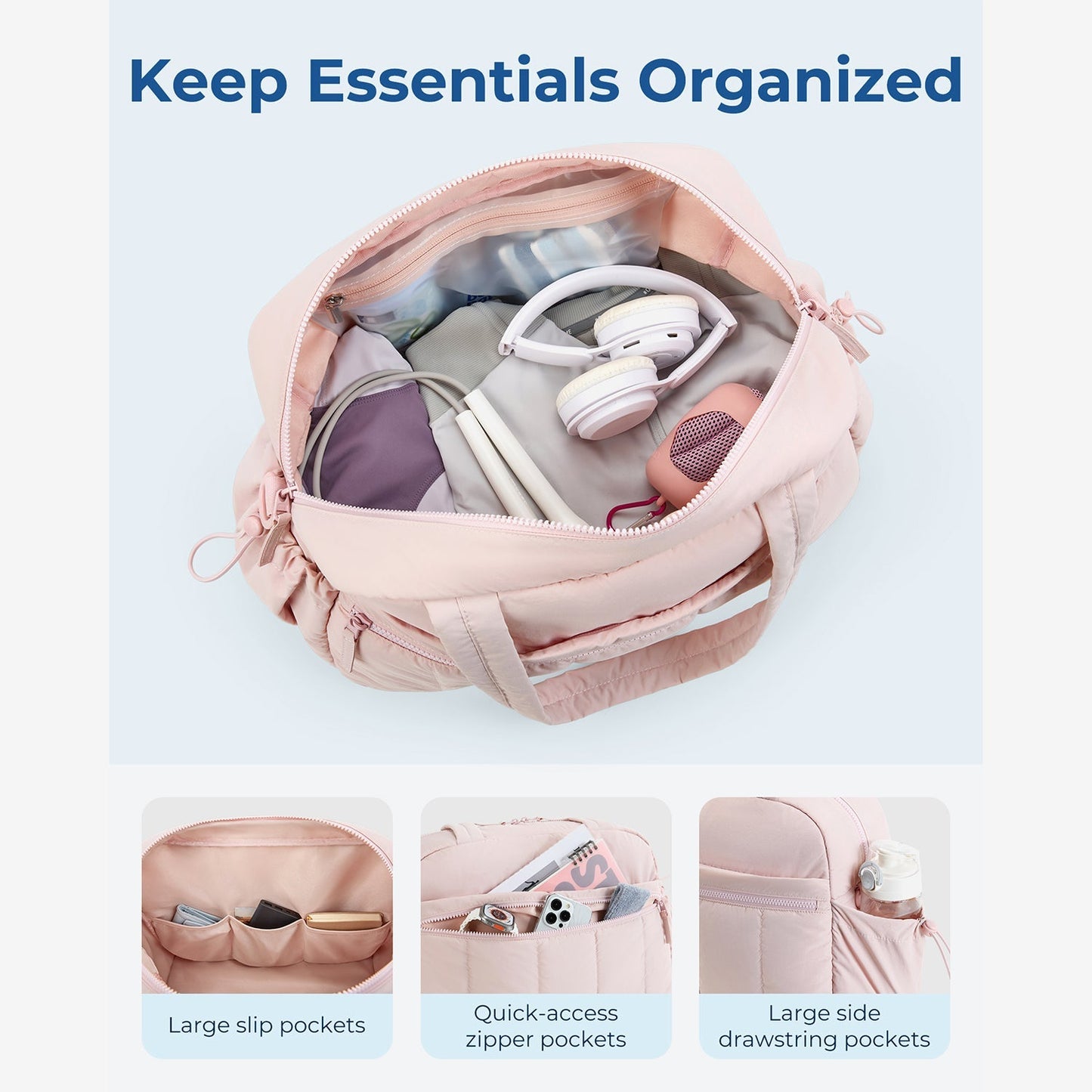 Zwarte Reistas voor Handbagage – Lichtgewicht & Waterafstotend met Trolley-strap & PVC-vak – Ideaal voor Reizen & Gym