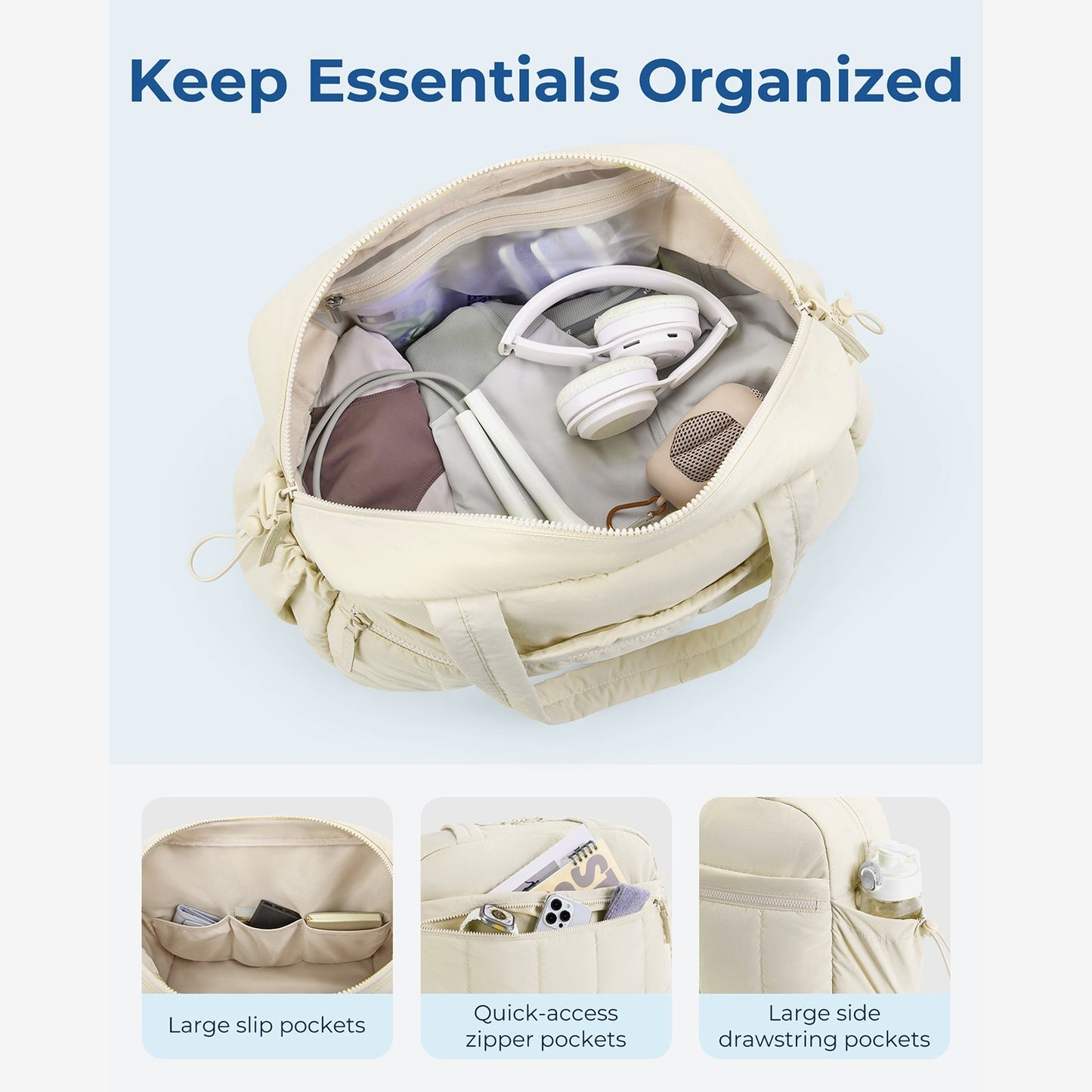 Zwarte Reistas voor Handbagage – Lichtgewicht & Waterafstotend met Trolley-strap & PVC-vak – Ideaal voor Reizen & Gym