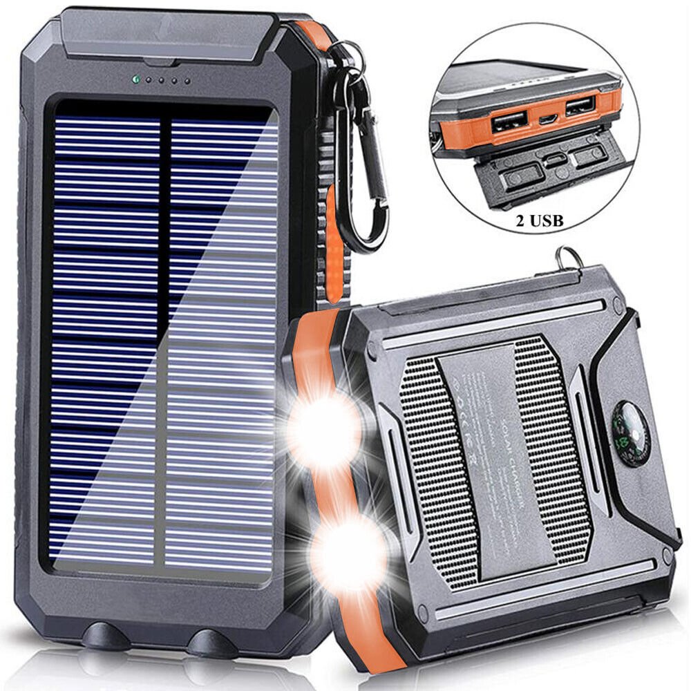 Solar Powerbank – 20.000mAh Draagbare Oplader met Zonnepaneel & LED Lamp