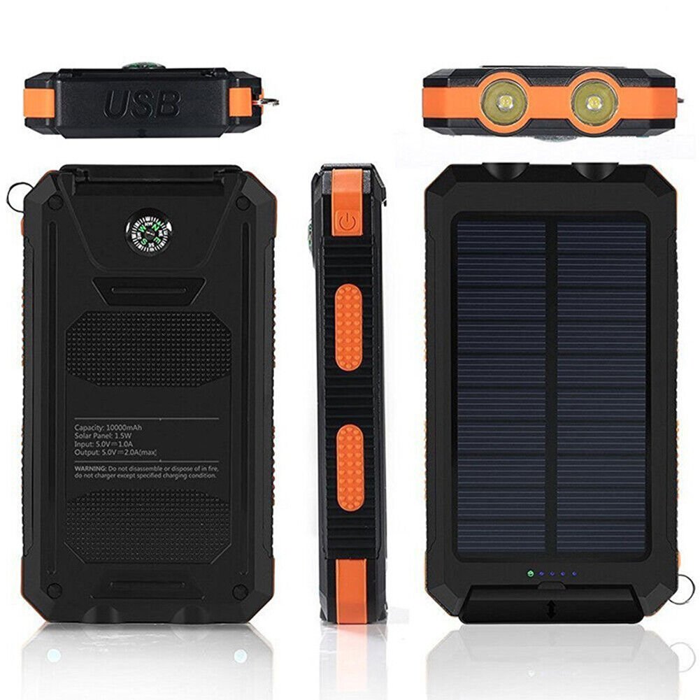 Solar Powerbank – 20.000mAh Draagbare Oplader met Zonnepaneel & LED Lamp