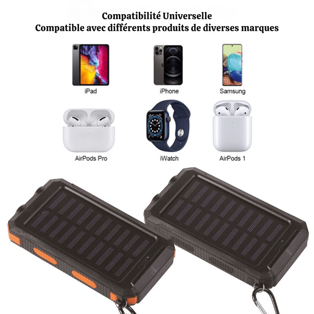 Solar Powerbank – 20.000mAh Draagbare Oplader met Zonnepaneel & LED Lamp