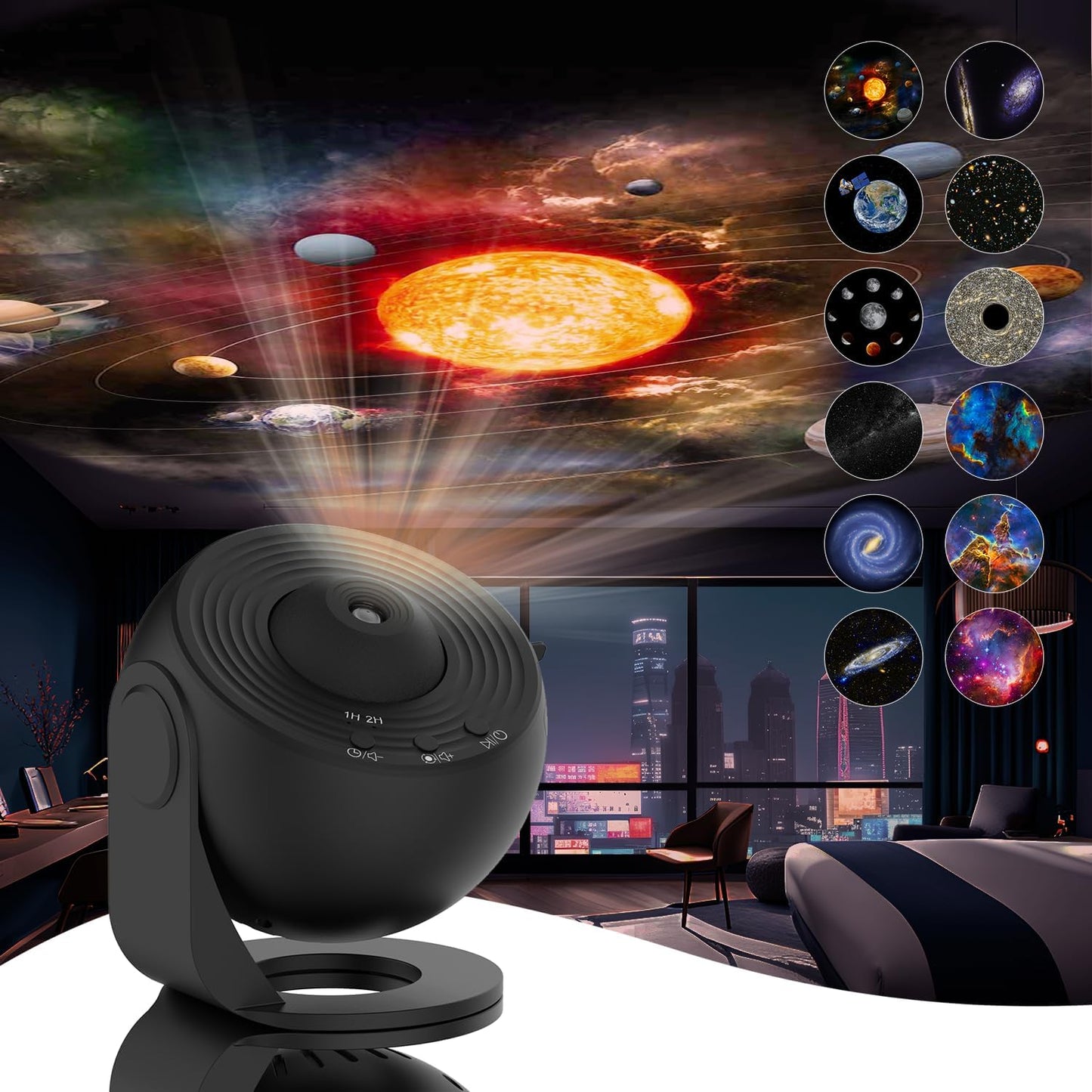 Sterrenhemel Projector met 12 Ruimtemotieven – LED Galaxy Nachtlamp