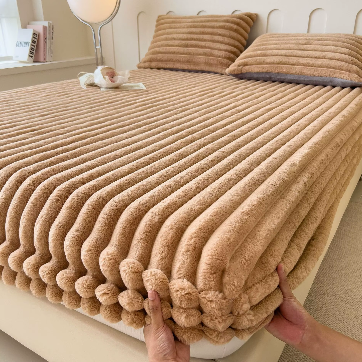 Fluwelen Fleece Bedsprei – Zachte Warme Deken met Ribbelstructuur voor Slaapkamer