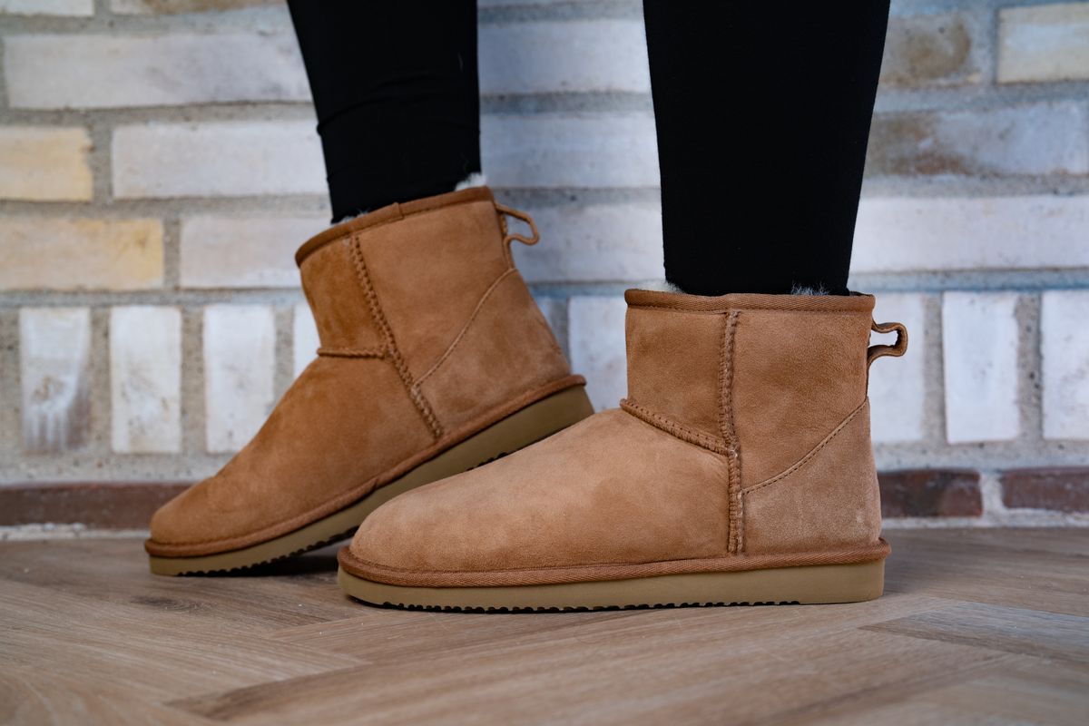 Dames Mini Boots – Warme Suède Laarzen met Echt Schapenvacht