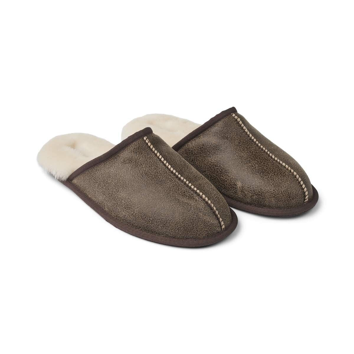 Heren Schapenvacht Pantoffels – Warme Leren Huisschoenen met Stevige Zool