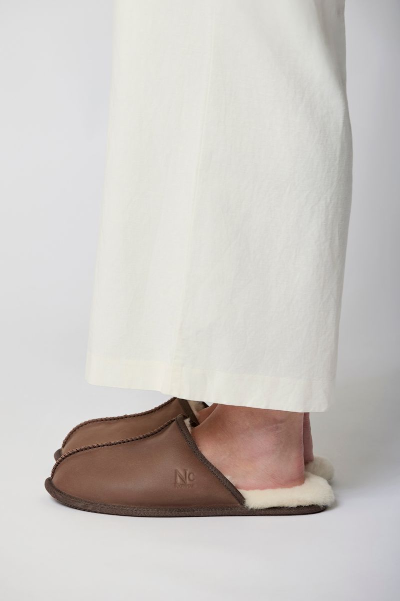 Heren Schapenvacht Pantoffels – Warme Leren Huisschoenen met Stevige Zool