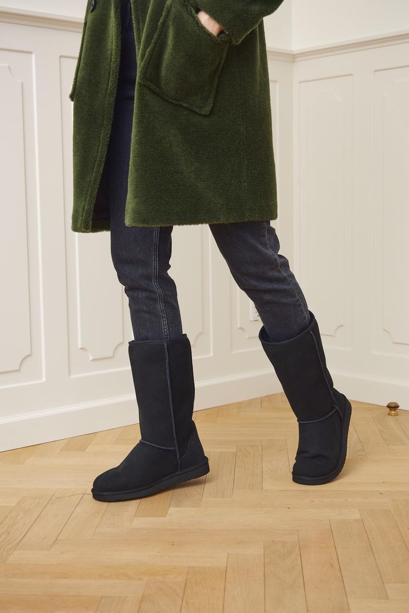 Dames Hoge Laarzen – Warme Suède Boots met Echt Schapenvacht