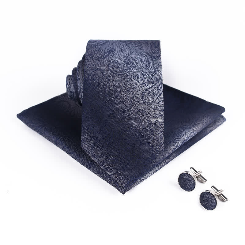 Luxe Paisley Stropdas Set – Inclusief Pochet en Manchetknopen