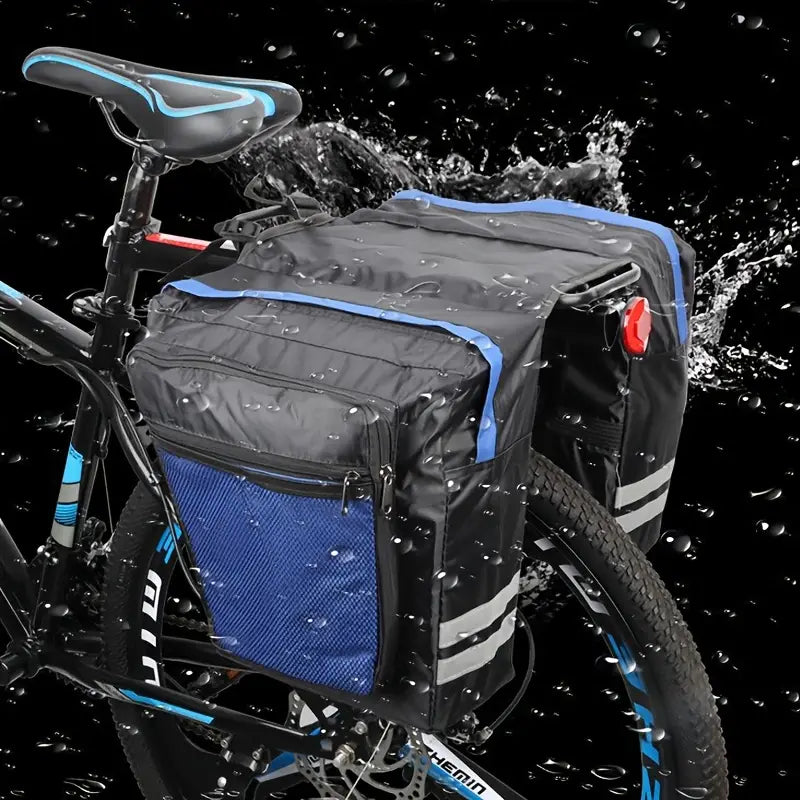 Waterdichte Fietstas Dubbel – 35L Bagagedrager Tas met Reflectie – Zwart