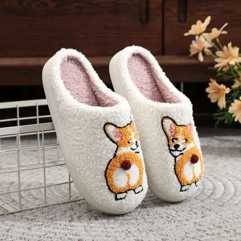 Corgi Pantoffels – Warme en Zachte Dames Slippers met Hond Design