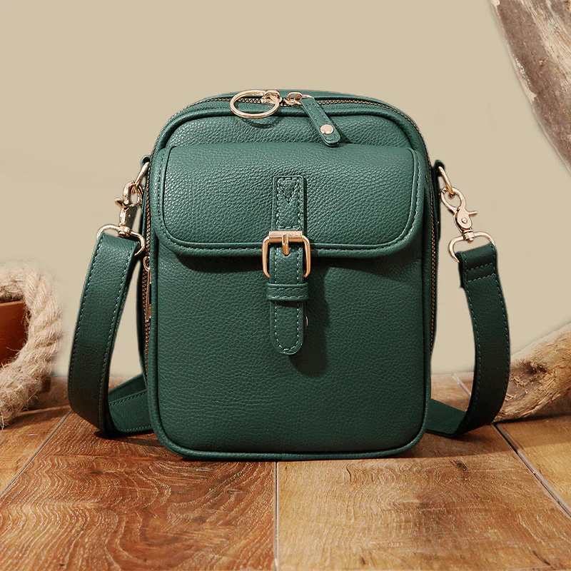 Schoudertas Dames – Kleine Leren Crossbody Tas met Meerdere Vakken