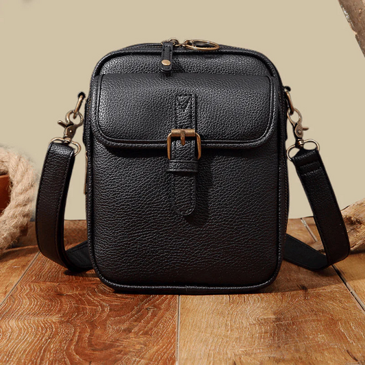 Schoudertas Dames – Kleine Leren Crossbody Tas met Meerdere Vakken