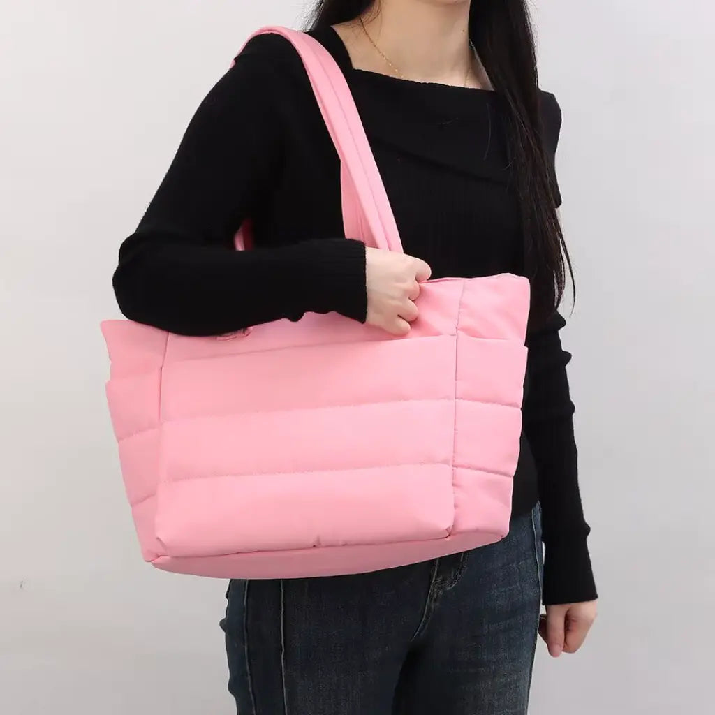Puffer Tote Bag Zwart – Lichtgewicht & Trendy