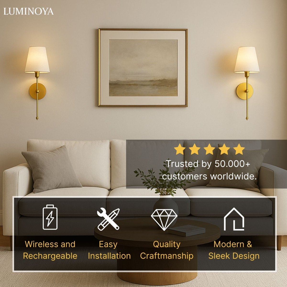 Draadloze Wandlamp met Zelfklevend Ontwerp – Eenvoudige Installatie
