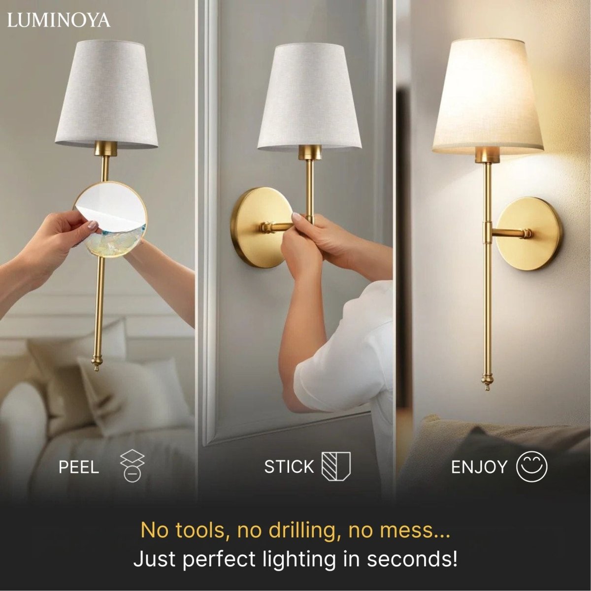 Draadloze Wandlamp met Zelfklevend Ontwerp – Eenvoudige Installatie