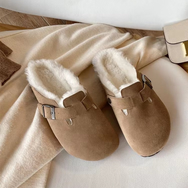Warme Fleece Instappers Dames – Comfortabele Sandalen met Zachte Voering