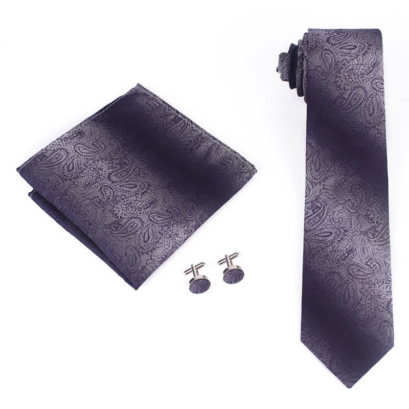 Luxe Paisley Stropdas Set – Inclusief Pochet en Manchetknopen