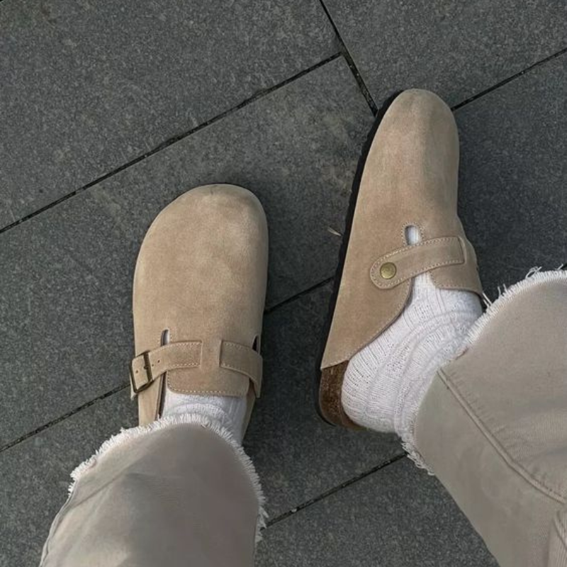 Unisex Suède Instappers met Gesp – Comfortabele Casual Slippers