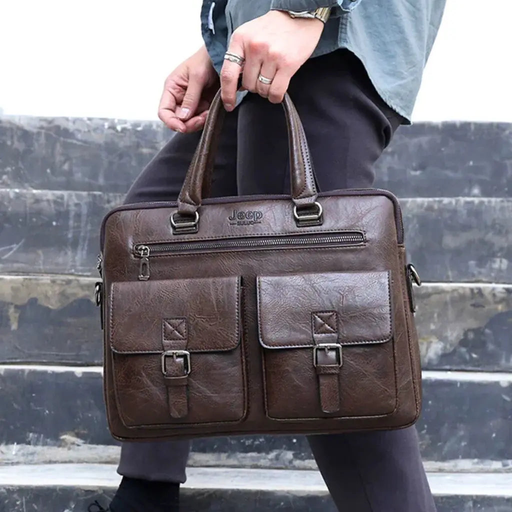 Luxe leren heren laptoptas 13 inch bruin – Tijdloos & praktisch