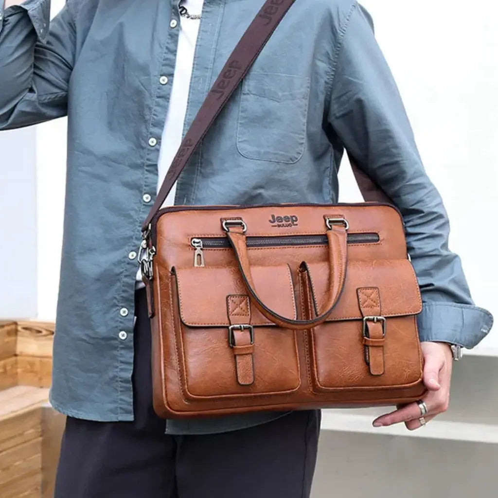 Luxe leren heren laptoptas 13 inch bruin – Tijdloos & praktisch