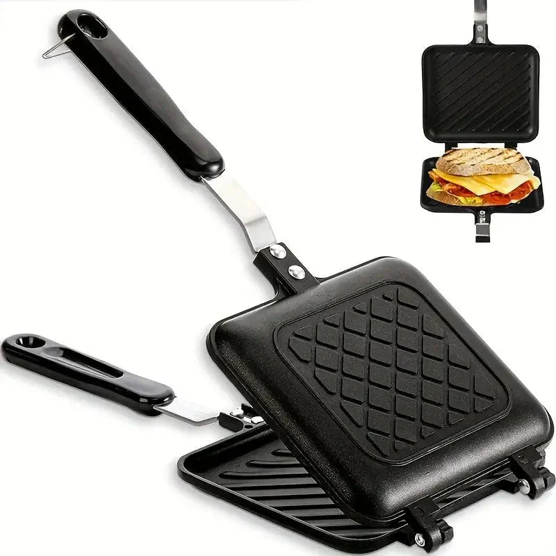 Dubbele Tosti Pan – Anti-aanbak Grillpan voor Gasfornuis – Compact & Draagbaar
