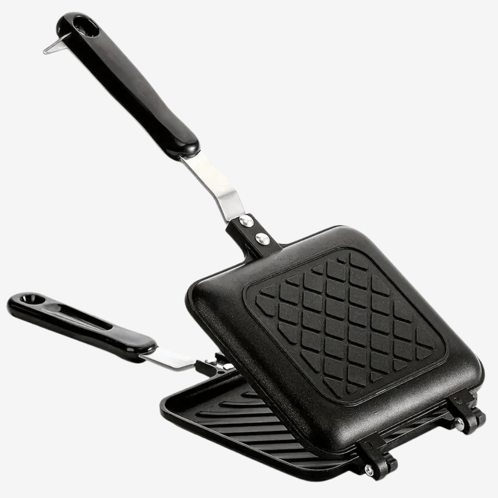 Dubbele Tosti Pan – Anti-aanbak Grillpan voor Gasfornuis – Compact & Draagbaar