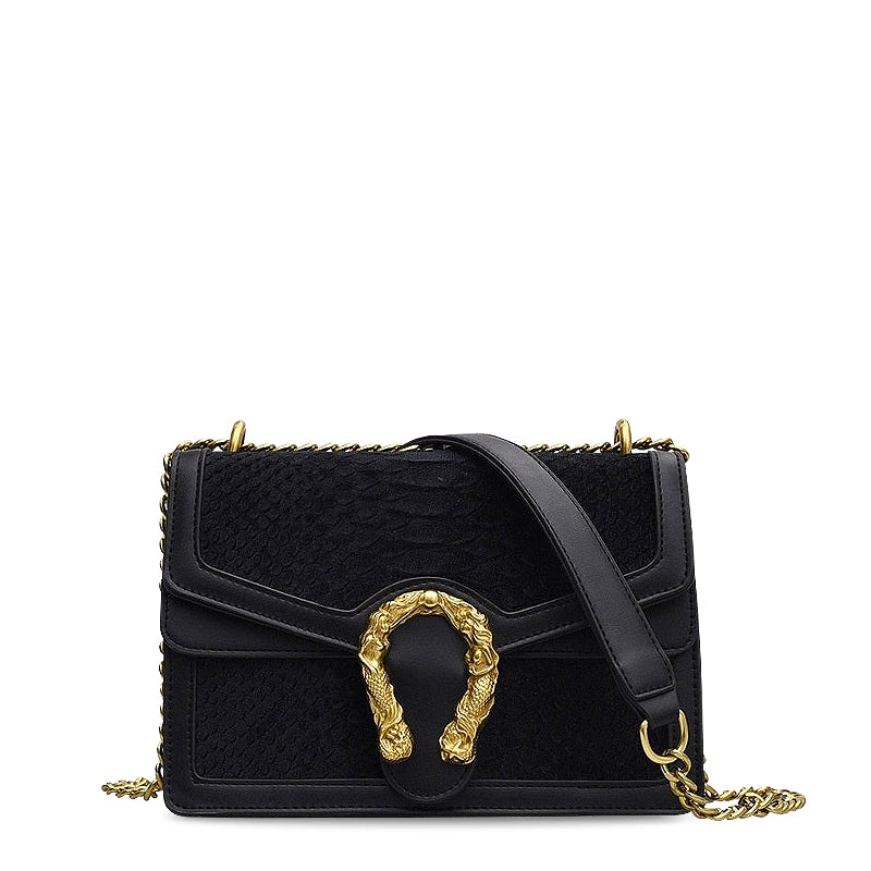 Luxe Crossbody Tas met Gouden Draaksluiting – Vegan Leer